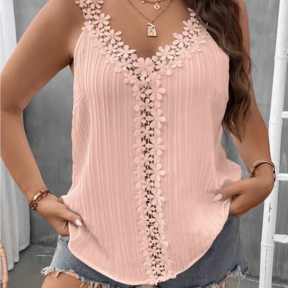 Floral Lace Trim Dusty Rose Top